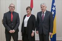 Ombudsman BiH Chair Nives Jukic and prof. dr. Ljubinko Mitrović received by the Chairman of the BiH Presidency academician Dragan Čović